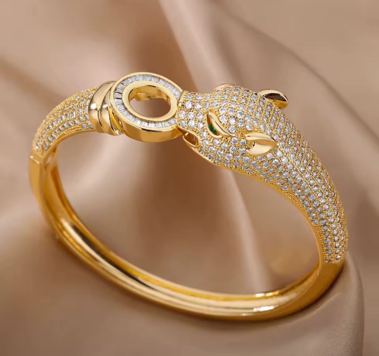 Inspiração Cartier Pulseira Cabeça de Leopardo