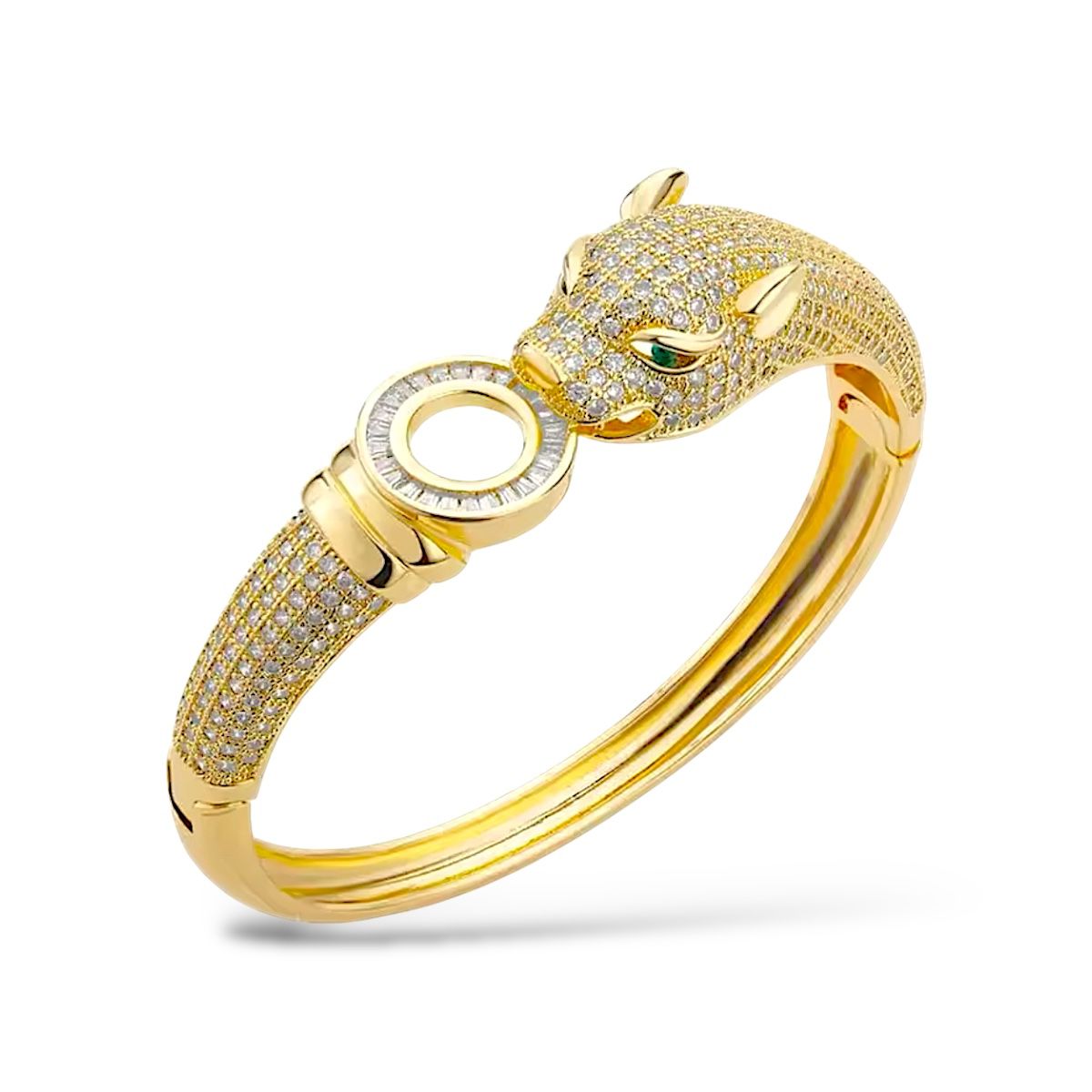 Inspiração Cartier Pulseira Cabeça de Leopardo